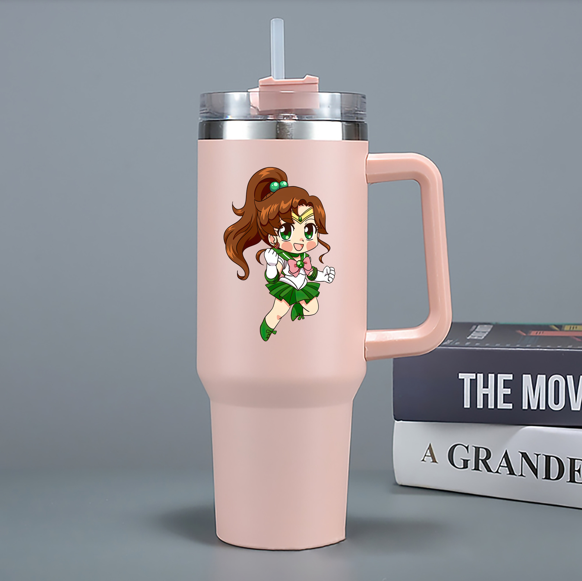 （画像用） 美少女戦士セーラームーン 木野 まこと きの まこと Sailor Moon Kino Makoto （セーラージュピター；Sailor Jupiter） 1200mL車用タンブラー - クリスタルステッカー（プラスチックストロー付き）